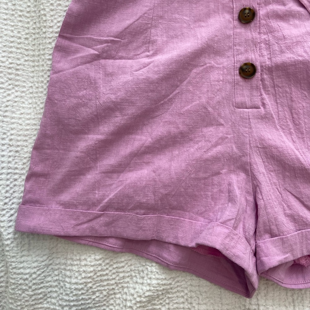 VETINEE Lavender Button Up Tie Romper- S - Picture 4 of 6